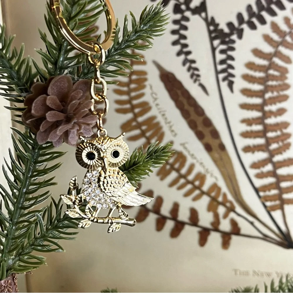Sparkling Rhinestone Owl Keyring & Bag Charm Gift for Friends & Family NIB